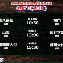 【甲子園】史上8校目となる春夏連覇を目指す智弁学園が第2試合に登場！　1日目の試合予定