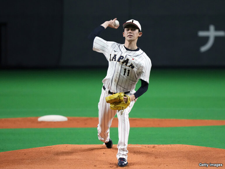 佐々木朗希投手 WBC侍ジャパン 刺繍ユニフォーム ビジターL折りたたん 