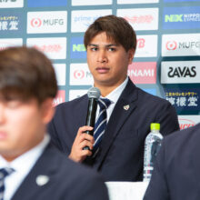 侍ジャパン優勝帰国会見に出席した宇田川優希［写真＝須田康暉］