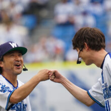 ムロツヨシさんと宮沢氷魚さん [写真＝萩原孝弘]