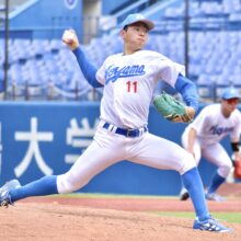 青学大・下村海翔が7回1失点、毎回の9奪三振で神宮初勝利「投げる試合は全部勝ちたいと思って投げている」