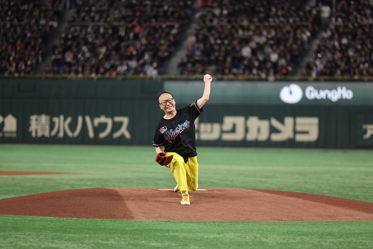 ロッテ、トレンディエンジェル・たかしさんが始球式「今日も勝って3連勝してほしい」