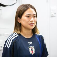 取材に応じたサッカー女子日本代表・長野風花【写真＝須田康暉】